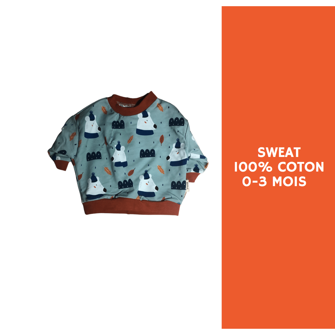 sweat motif ours polaire 0-3 mois, Bébé Lové